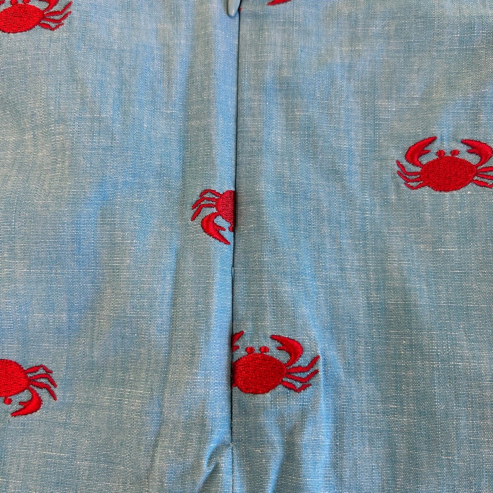 Lilly Pulitzer Chambray Blue Red Crab Embroidered Skort Women's Size 2 - Picture 3 of 7